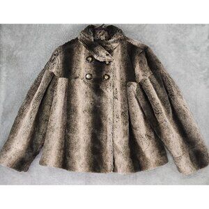 Du Monde Jacket Womens XL Brown Faux Fur Button Long Sleeve Soft Winter Coat